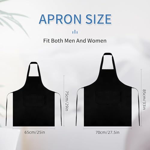 8/12/24 Pack Plain Bib Aprons Bulk, Black Commercial Apron with 2 Pockets, Unisex Apron for Adults Painting BBQ (Standard / 8 Pack)