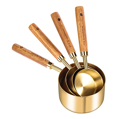 8Pcs Gold Measuring Cups and Spoons Set (Golden)