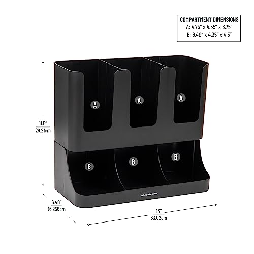 Condiment Station (Black / 6-Compartment, 13" L x 6.4" W x 11.5" H)