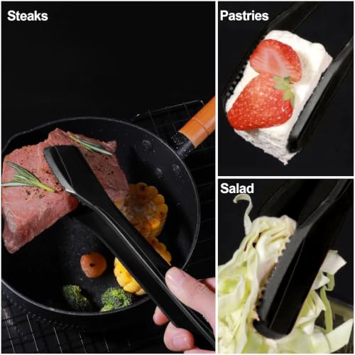 Silicone BBQ Tongs (1 Pack Black (Small))