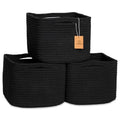 Storage Cubes 9”x9”x7”Cotton Rope Woven Baskets for Organizing 3 (Black)