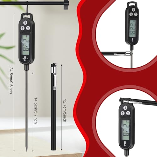 12 Pcs Meat Food Thermometer Food with Probe (Black)