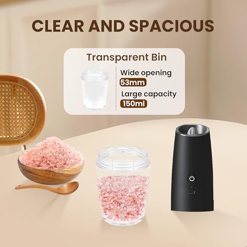 Rechargeable Gravity Salt Pepper Grinder Set (Rechargeable/Single/Black)