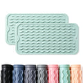 2 Pack Caketime Silicone Dish Drying Mat for Kitchen Counter Under Bathroom Sink Near Faucet Absorbent for Dishes Water Heat Resistant Pad with Soap Holder Decor essentials 12inchx6inch Green (Green / 12"*6")