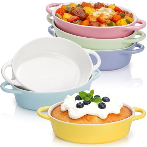 6 Pack 20 oz Oval Au Gratin Baking Dishes with Handles