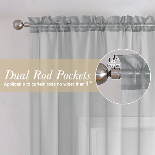 Light Grey Sheer Curtains 84 Inches Long 2 Panels for Living Room (Light Grey / 40"W x 84"L (Pack of 2))