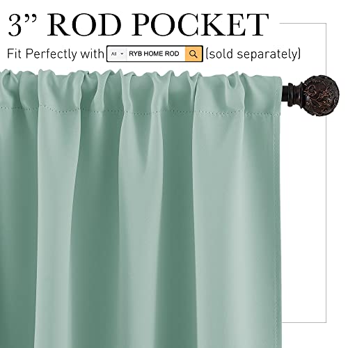 Blackout Curtains for Bedroom Living Room Nursery 63 inches Long (Aqua / 42"W x 63"L (Pack of 2))