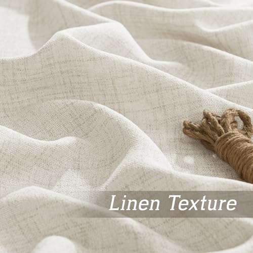 Linen Semi Sheer Curtains 63 inch Length for Living Room Office (Z - Cream / 52"W x 63"L (Pack of 2))