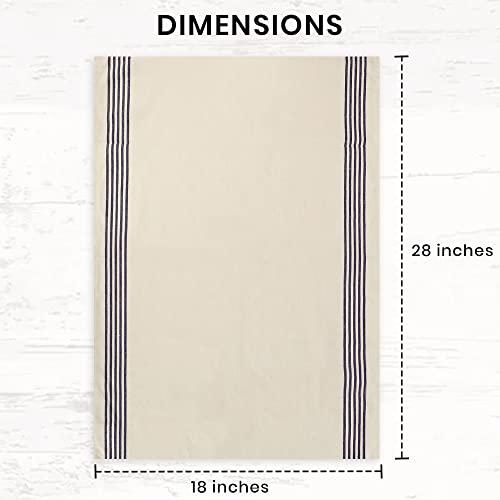 Stripe Kitchen Towels Decor 18x28 in Cotton Tea Dish Towels Boho Embroidery Festive Gift Set of 6 Pantry Kitchen Vintage Farmhouse Reusable Kitchen Dish Towels (Blue (Recycled))