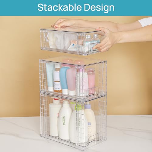 Clear Stackable Storage Drawers (2 Large+2 Medium+2 Small)