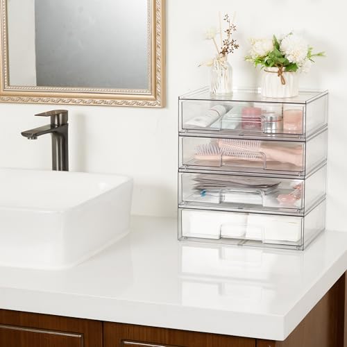 Clear Stackable Storage Drawers (Wide-2pack-Clear)