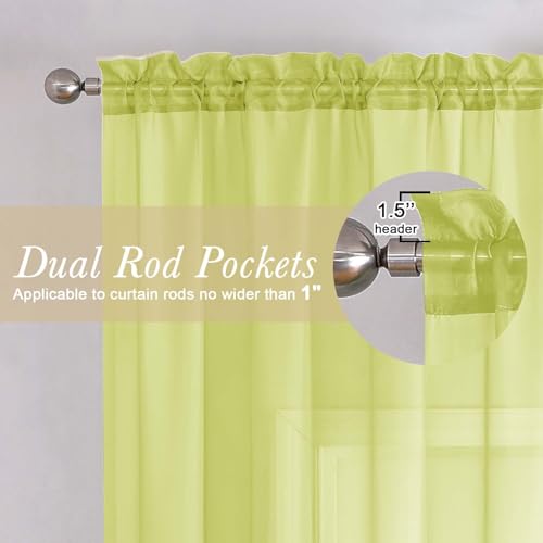 Lemon Sheer Curtains 96 Inches Long 2 Panels (Lemon / 42"W x 96"L (Pack of 2))