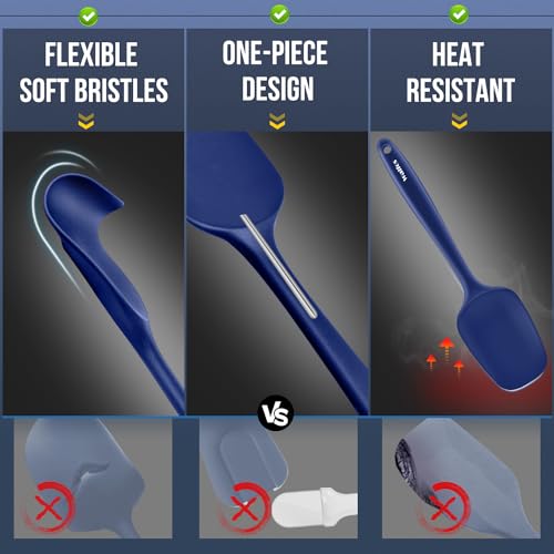 Silicone Spatula Set (Blue / 5 pieces Spoon Spatulas 600°F)