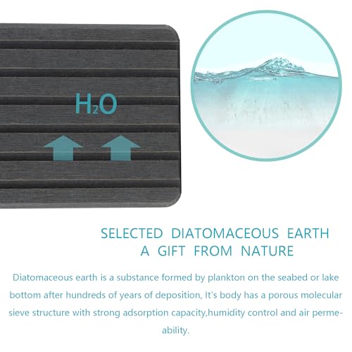 2 PCS Water Absorbent diatomite Coasters (8.3 x 4 inches / Dark Grey)
