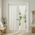 Natural French Door Curtains for Door Window 72 Inch Length Semi Sheer Light Filtering Curtain for Bedroom Window Glass Rod Pocket for Kitchen Dining Room (26"W x 72"L (Pack of 2) / Beige White)