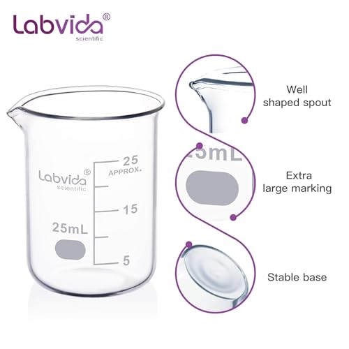 Upgrated 6 Size Low Form Glass Beaker Set (6 Sizes: 25/50/100/250/500/1000ml)