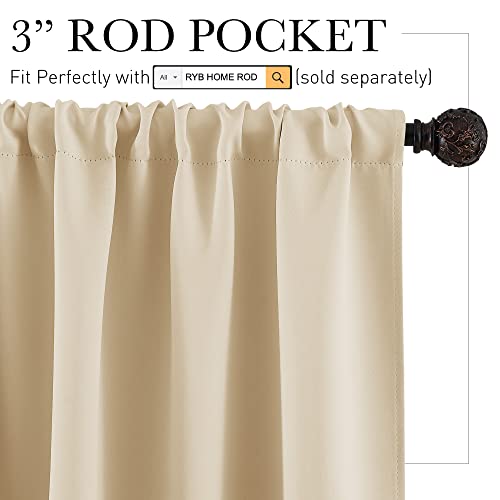 54 inch Curtains for Living Room Bedroom (Biscotti Beige / 42"W x 54"L (Pack of 2))