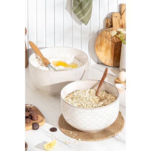 Mikiegy Ceramic Mixing Bowls Set of 2 (98&145 oz)