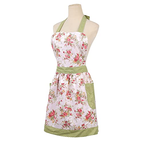 Kitchen Aprons for Women with 2 Pockets (Green-adult)