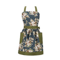 Kitchen Aprons for Women with Pockets (Dark Blue Floral)