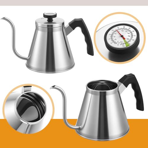 2 Pack 40 oz Stovetop Gooseneck Kettles (Sliver)
