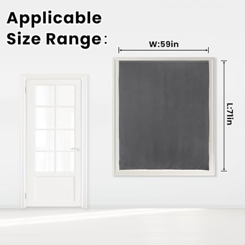 Magic Tape Stick On Curtains Window Shades Pull Down Blackout Window Cover Blackout Curtains for Bedroom No Drillng Self Adhesive Curtains No Rod Small Curtain (59"W x 71"L (Pack of 1) / Grey)