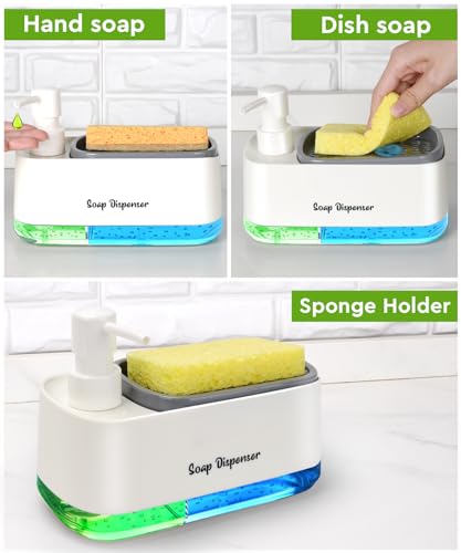Hand and Dish Soap Dispenser Set for Kitchen (White)
