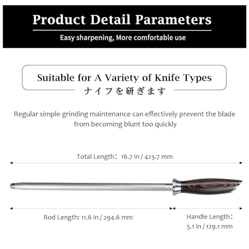 Honing Rod 12 Inch Professional Kitchen Knife Sharpener Rod (12")