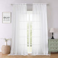 Sheer White Curtains 96 Inches Long 2 Panels Set (White / 59"W x 96"L (Pack of 2))