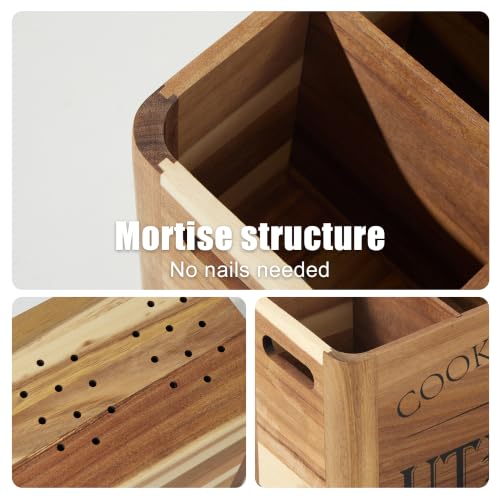 Utensil Holder for Kitchen Countertop (brown / 4 compartments)
