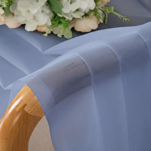 Sheer Tier Curtains 24 Inch Length (Denim Blue / 42"W x 24"L (Pack of 2))