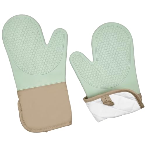 6 Piece Silicone Oven Mitts Set (Light Green)