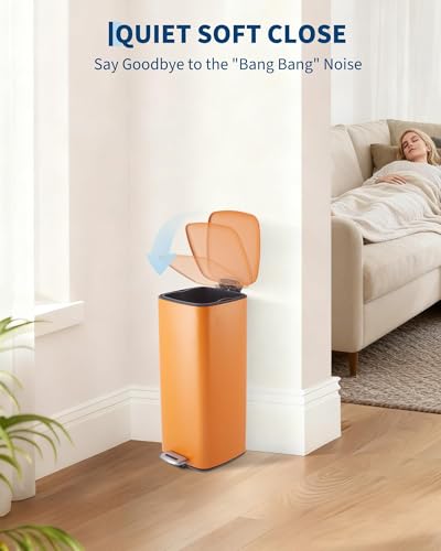 8 Gal Kitchen Trash Can (Orange)