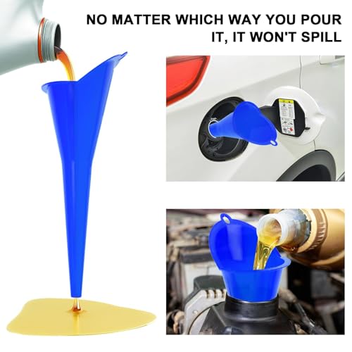 Long Neck Oil Funnel for Automotive (Blue (1-Pack))