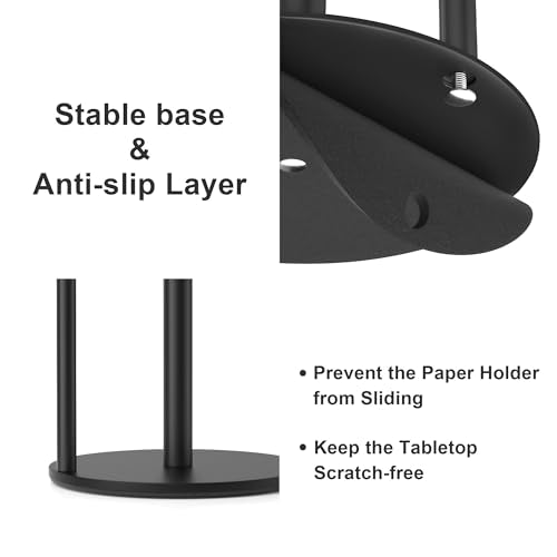 Paper Towel Holder Black Stainless Steel Kitchen Countertop Roll Organizer (Black)