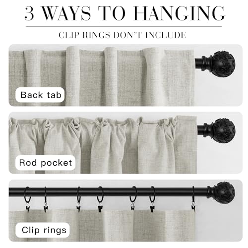 Greige 100% Blackout Linen Curtains 84 inches Long for Living Room (Greige / 52"W x 84"L (Pack of 2))