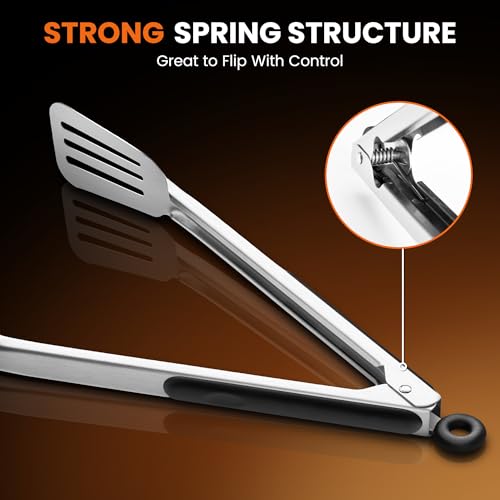 14-inch & 12-Inch Grill Tongs for Cooking, Extra Long Grilling Tongs (12 & 14 inch)