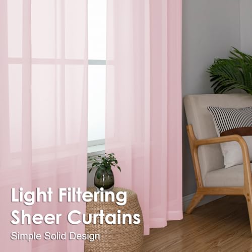 Blush Pink Sheer Curtains 54 Inches Long 2 Panels (Blush / 42"W x 54"L (Pack of 2))