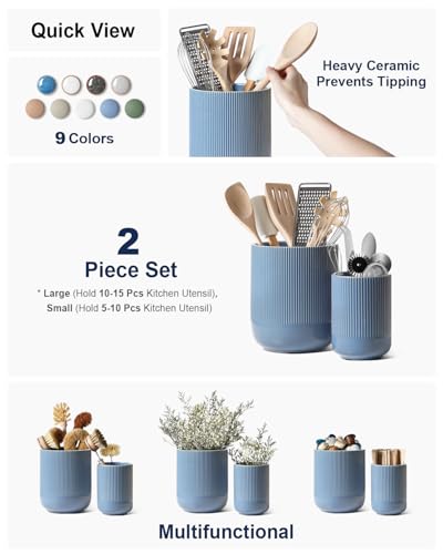 Utensil Holder for Kitchen Counter (Dusty Blue)