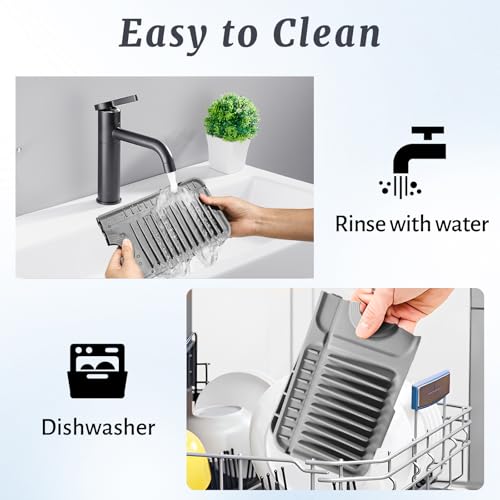 17.7 Inch Faucet Mat for Kitchen Sink Splash Guard (Gray / 17.7" x 5.5")