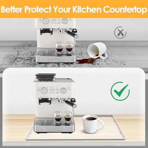 Silicone Coffee Maker Mat with Lip for Countertops (Translucent / 19.7'' x 15'')