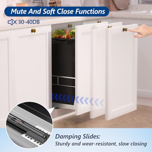 Pull Out Trash Can Cabinet with Soft (Single / Silver)