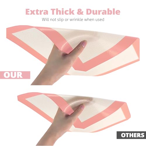 Silicone Baking Mat Set of 3 (Pink / 3 Pieces (2 Half and 1 Quarter Sheets))