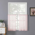 Sheer Tier Curtains Kitchen Linen Textured Half Curtain Sheers Light Filtering Rod Pocket Voile Bathroom Short Curtains for Farmhouse (25"W x 30"L (Pack of 2) / Pink)