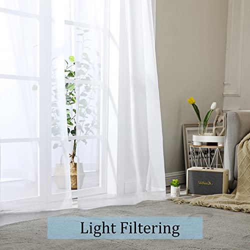 Sheer White Curtains 144 inch Extra Long (White / 42"W x 144"L (Pack of 2))