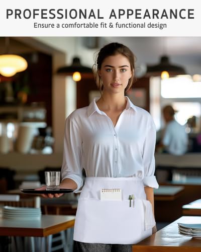 Server Apron Waitress Waist Apron (White)