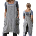 Pinafore Cross Back Apron for Women with Pockets (Small / Grey)