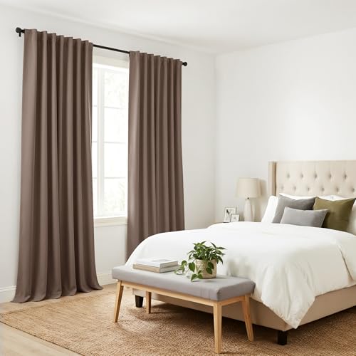 Blackout 80 inch Length Curtains 2 Panels Set (Mocha / 42"W x 80"L (Pack of 2))