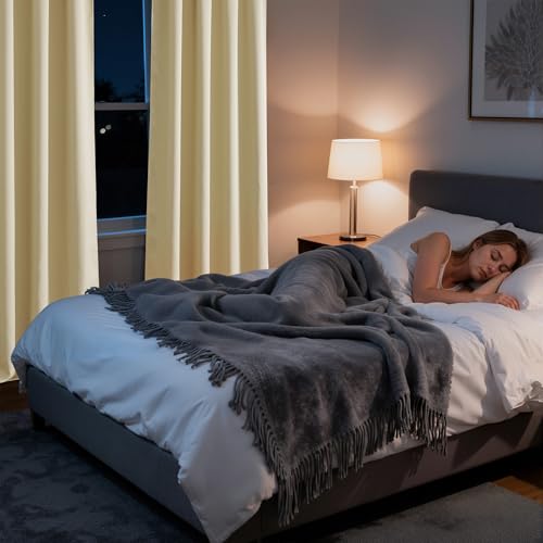Bedroom Blackout Curtains 63 inches Long (100% Blackout - Biscotti Beige / 34"W x 63"L (Pack of 2))