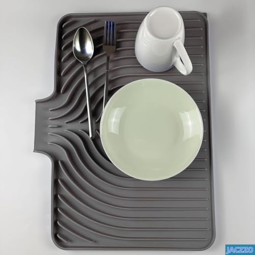Silicone Dish Drying Mat with Built (18x11.8 / Gray)